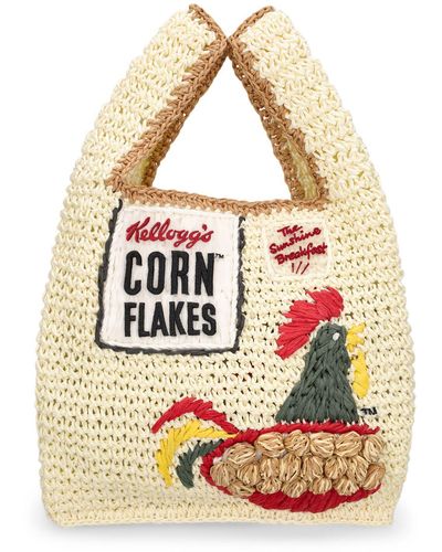 Anya Hindmarch Borsa shopping mini cornflakes in rafia - Multicolore