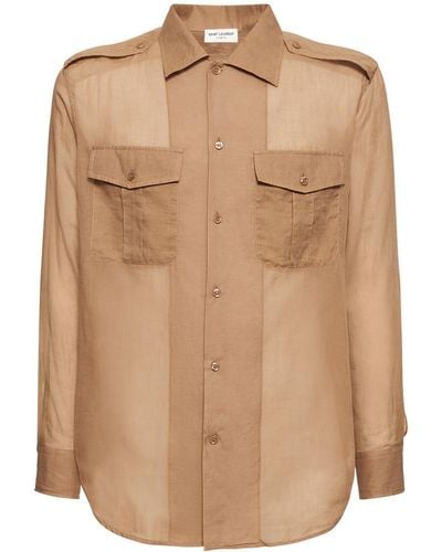 Saint Laurent Cotton Blend Shirt - Natural