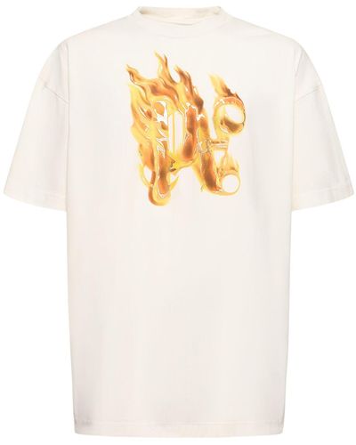 Palm Angels T-shirt Aus Baumwolle Mit Mkonogramm - Weiß