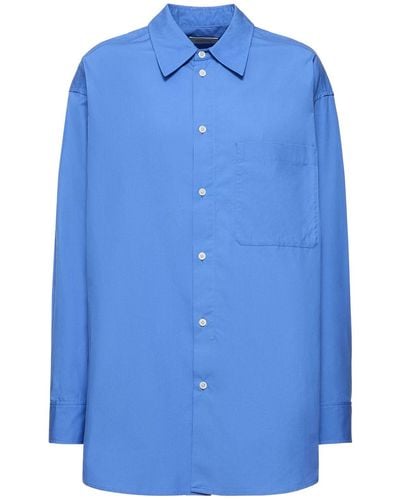 Lemaire Cotton Poplin Long Shirt - Blue