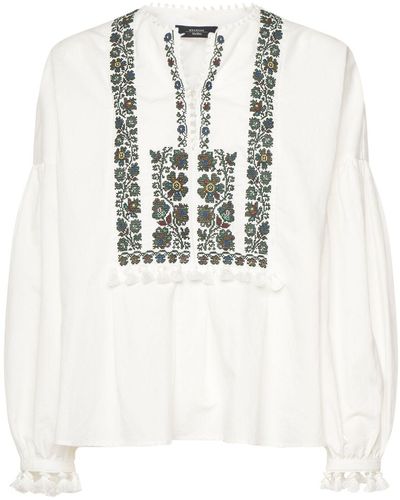 Weekend by Maxmara Radica Embroidered Cotton & Linen Shirt - White