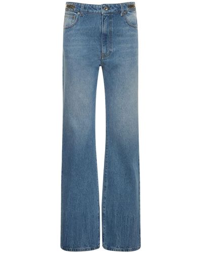 Rabanne Jeans de denim con talle alto y decoraciones - Azul