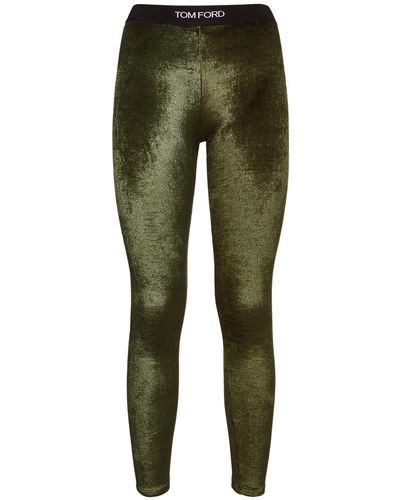 Tom Ford Legging en velours stretch à logo - Vert