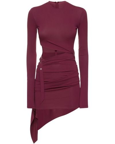 The Attico Stretch Jersey Cutout L/S Mini Dress - Purple