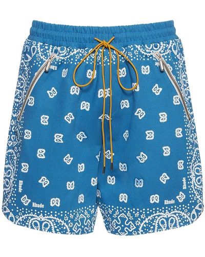 Rhude Jersey Bandana Sweat Shorts - Blue