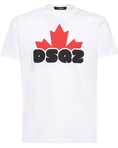 DSquared² T-shirt in jersey di cotone con logo - Bianco