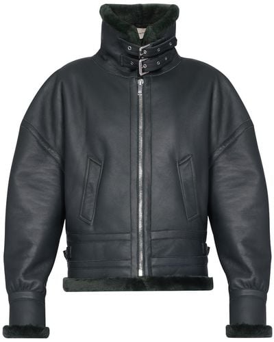 Alexandre Vauthier Leather Biker Jacket W/ Buckle Straps - Grey