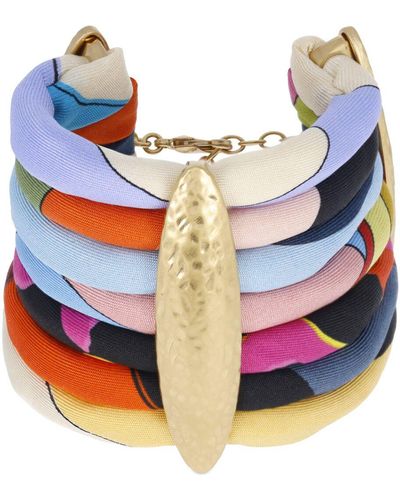 Emilio Pucci Bracelet tubulaire en sergé de soie - Bleu