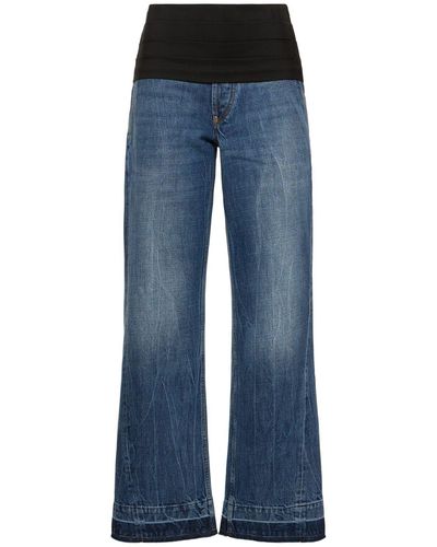 Stella McCartney Jeans anchos de denim y tela - Azul