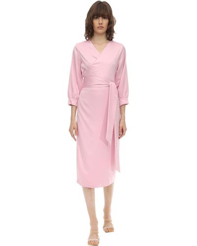 Aeryne Cowry Midi Wrap Dress - Pink