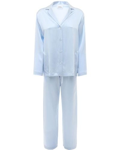 La Perla Silk Satin Pyjama Shirt & Trousers - Blue