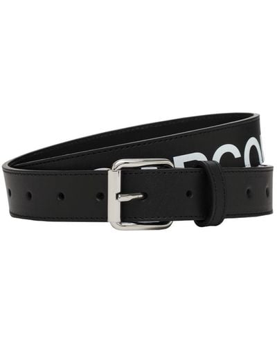 Comme des Garçons 3cm Logo Print Leather Belt - White