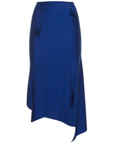 Coperni Flower Stretch Jersey Midi Skirt - Blue
