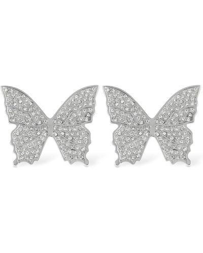 Blumarine Clous d'oreilles papillons en cristaux - Gris