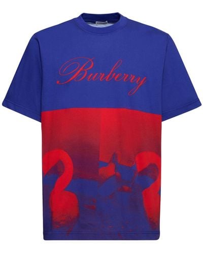 Burberry T-shirt Mit Druck - Blau