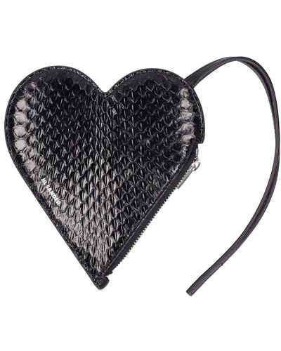 Jil Sander Heart-shaped Snakeskin Pouch - Schwarz