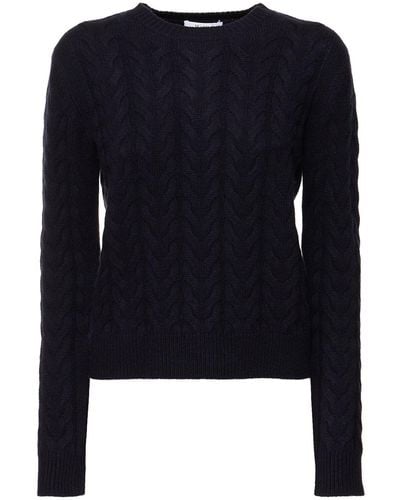 Max Mara Odessa Cable Knit Cashmere Sweater - Blue