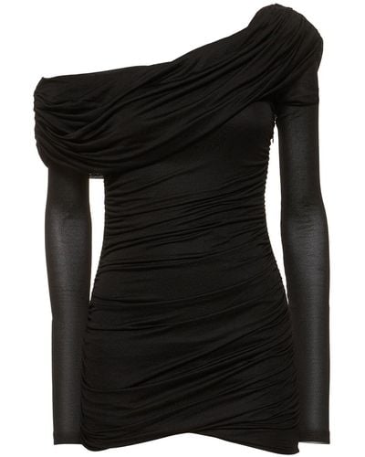 Blumarine Jersey Sablé One-shoulder Mini Dress - Black