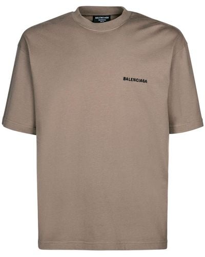 Balenciaga T-shirt en coton à logo brodé - Multicolore