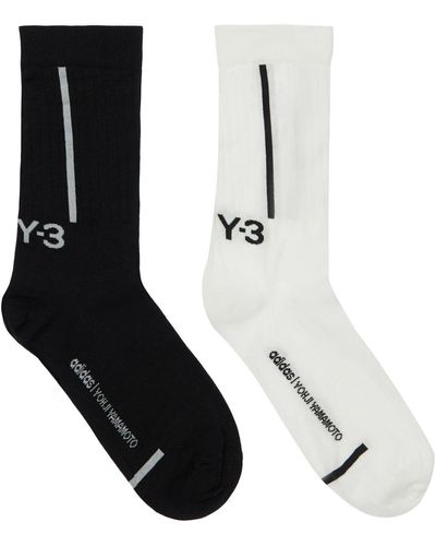 Y-3 Set Of 2 Stretch Cotton Blend Crew Socks - Black