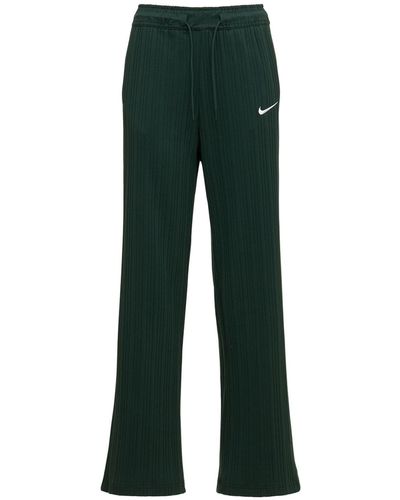 Nike Ribbed Cotton Jersey Wide Trousers - Green