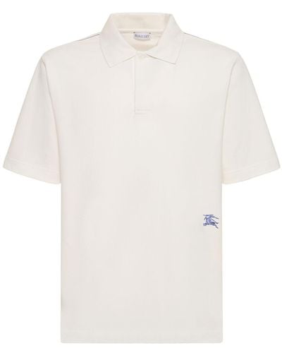 Burberry Polo en coton à logo - Blanc