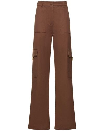 Valentino Canvas Straight High Waist Cargo Pants - Brown