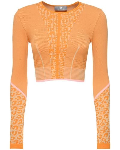 adidas By Stella McCartney Haut crop TrueStrength à design sans coutures - Orange