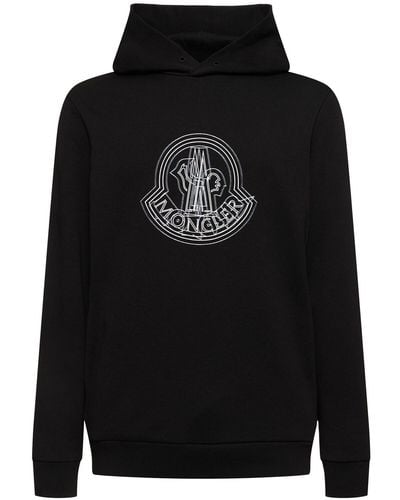 Moncler Logo cotton hoodie - Noir