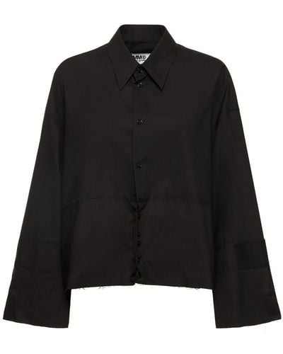 MM6 by Maison Martin Margiela Cropped Cotton Poplin Shirt - Black