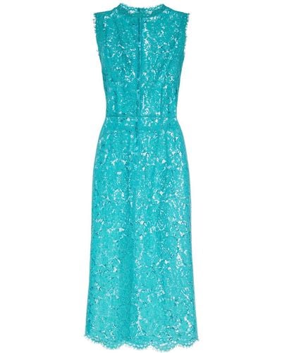 Dolce & Gabbana Floral & Dg Stretch Lace Midi Dress - Blue