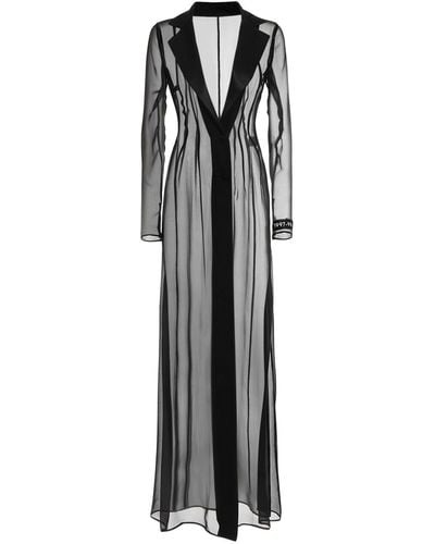Dolce & Gabbana Sheer Silk Long Shirt Dress - Black
