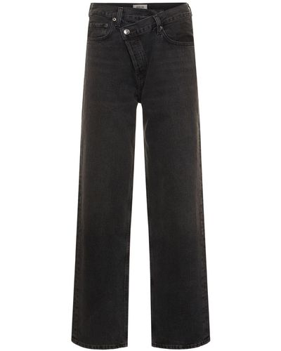 Agolde Criss Cross Cotton Straight Jeans - Black