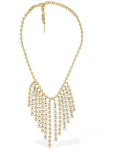 Alessandra Rich Crystal & Chain Fringes Necklace - Metallic