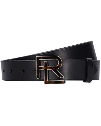 Ralph Lauren Collection Logo Buckle Leather Belt - White