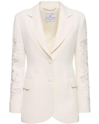 Ermanno Scervino Single Breasted Jacket W/ Embroidery - Natural