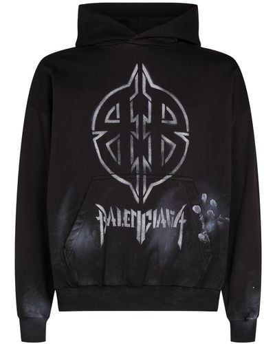 Balenciaga Baumwoll-hoodie "metal Bb" - Schwarz