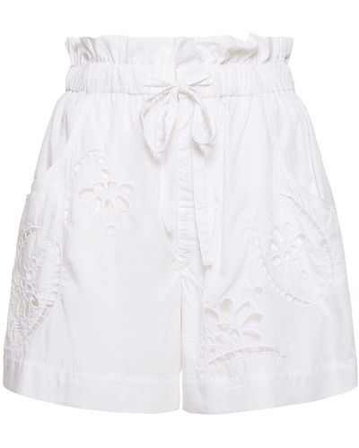 Isabel Marant Hidea Embroidered Poplin Shorts - White