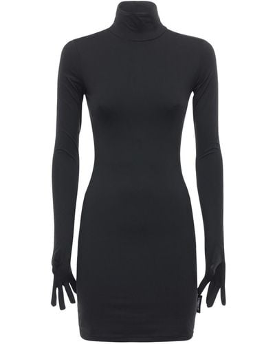 Vetements Stretch Turtleneck Mini Dress W/gloves - Black