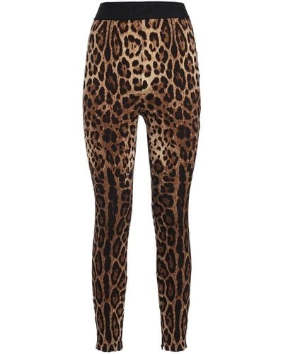 Dolce & Gabbana Legging en jersey imprimé léopard - Marron