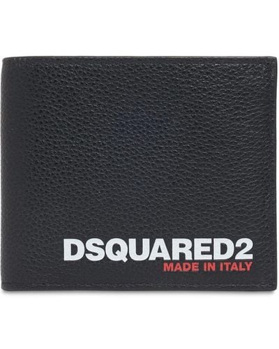 DSquared² Kartenhülle Aus Leder Mit Logo "bob" - Schwarz