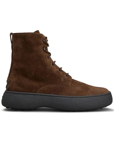 Tod's Suede lace-up boots - Marrón