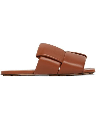 Bottega Veneta 10Mm Patch Leather Flat Sandals - Brown