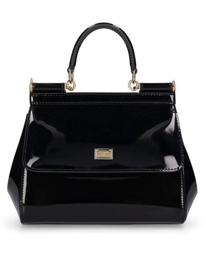 Dolce & Gabbana Small Sicily Leather Top Handle Bag - Black