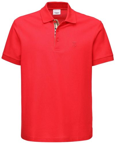 Burberry Camiseta Polo De Piqué A Cuadros Con Logo Tb - Rojo