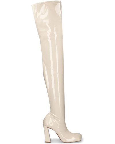 AMINA MUADDI 95mm Hohe Overknee-stiefel Aus Latex "marine" - Weiß