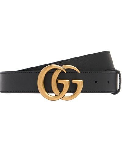 Gucci 3cm gg Buckle Leather Belt - White
