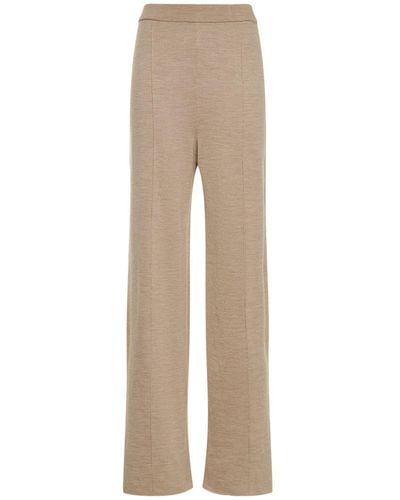 The Row Egle Wool & Silk Blend Jersey Sweatpants - Natural