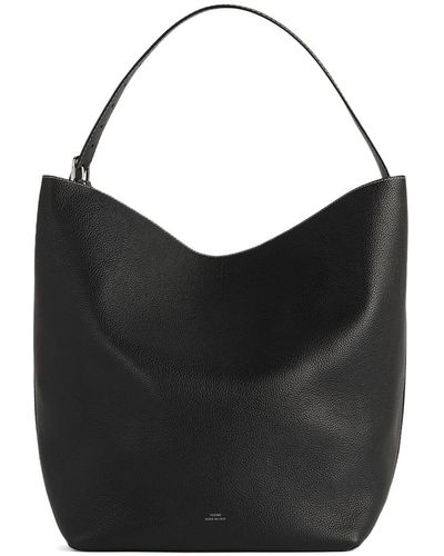 Totême Belted Grain Leather Tote Bag - Black