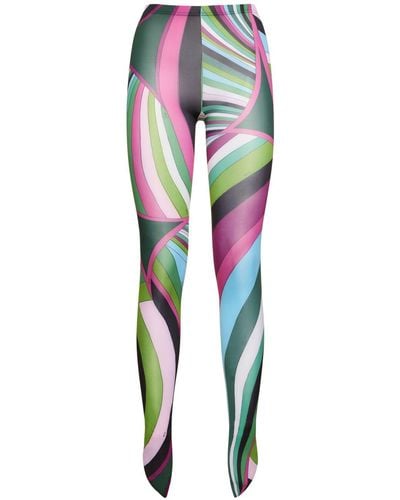 Emilio Pucci Printed Jersey leggings W/ Feet - Multicolor